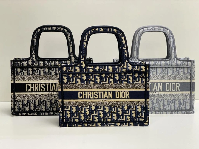 Женская сумка-шоппер Dior тканевая с рисунком-монограммой 27/19/10 см A83247 фото-2
