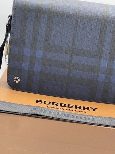 Мужская сумка Burberry A103779 через плечо из канвы премиум 30:25:7 см серая фото-7