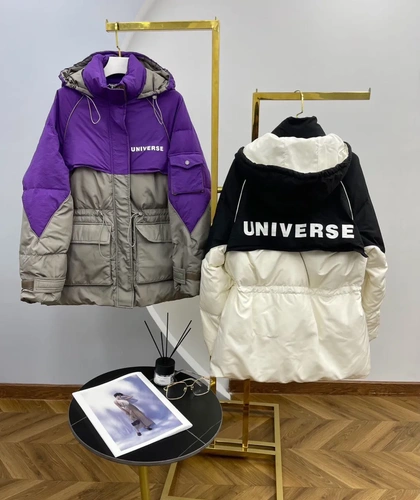 Женская премиум-люкс куртка universe серебристая/фиолетовая A6587 фото-2