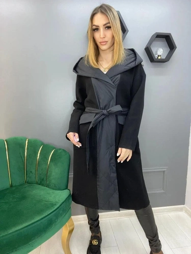 Женское премиум-люкс пальто billissimo piumino чёрное A6174