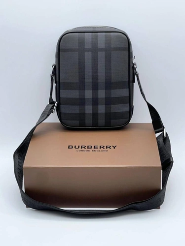 Мужская сумка Burberry A103763 через плечо из канвы премиум 24:16:6 см серая фото-2