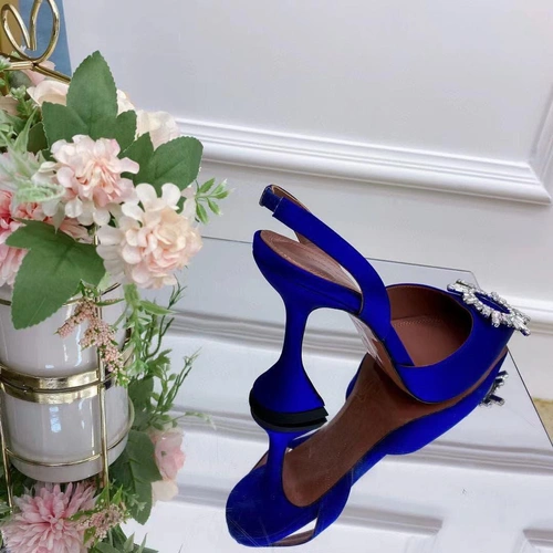 Туфли-босоножки женские Amina Muaddi синие премиум-люкс коллекция 2021-2022 фото-8
