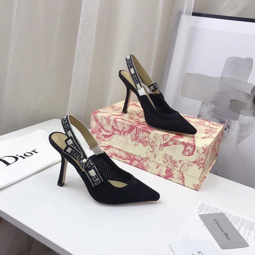 Туфли-босоножки женские Christian Dior черные на высоком каблуке коллекция лето 2021 фото-2