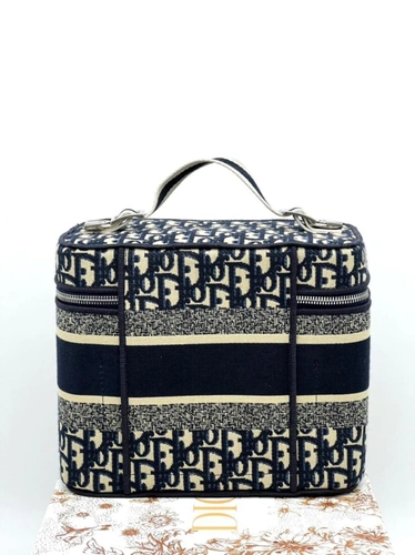 Женская тканевая сумка-косметичка Dior Travel серая 24 см фото-2