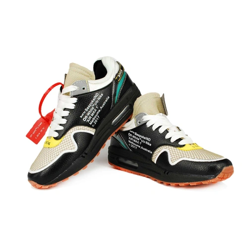 Кроссовки Nike Air Max 1S x Virgil Abloh x BespokeIND Create x Off-White AA7293-200 Leather Black фото-4