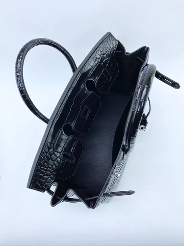 Женская кожаная сумка Hermes черная фото-5