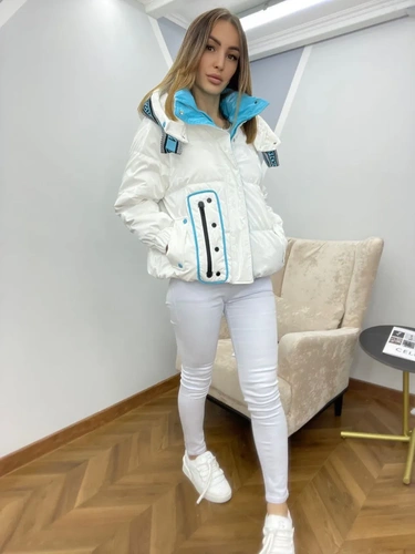 Женская премиум-люкс куртка christian dior белая/бирюзовая A5892 фото-3