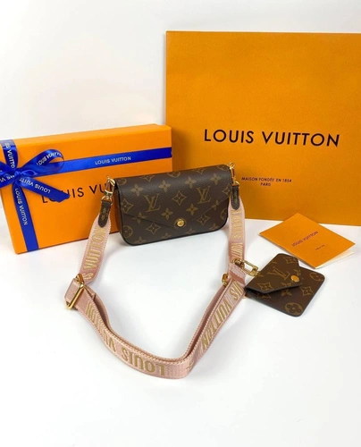 Клатч женский Louis Vuitton из канвы Monogram коричневый с кошельком для монет качество премиум-люкс 17/10/4 см фото-7