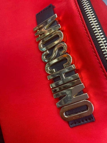 Поясная сумка Moschino красная тканевая с поясным ремнём 27/15 см фото-2