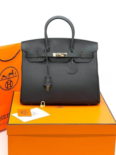 Женская сумка Hermes Birkin 35×26 см A109425 чёрная фурнитура золото фото-8