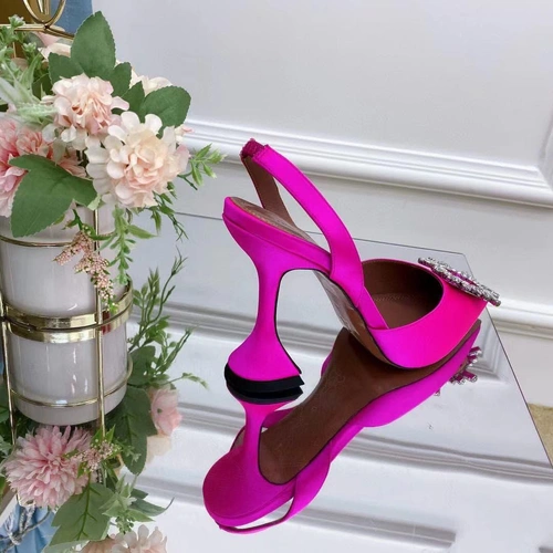 Туфли-босоножки женские Amina Muaddi розовые премиум-люкс коллекция 2021-2022 фото-6