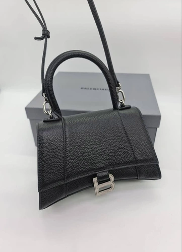 Женская кожаная сумка Balenciaga черная 24/14/10 коллекция 2021-2022 A66682 фото-6