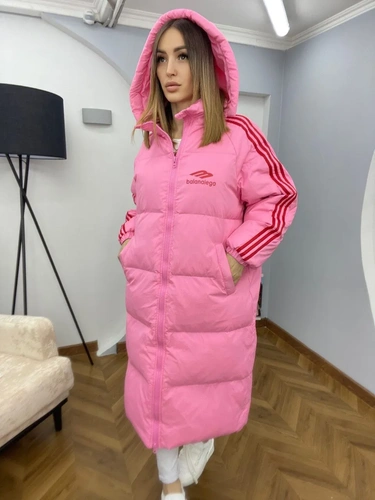 Женское премиум-люкс пальто розовое A6263 фото-2
