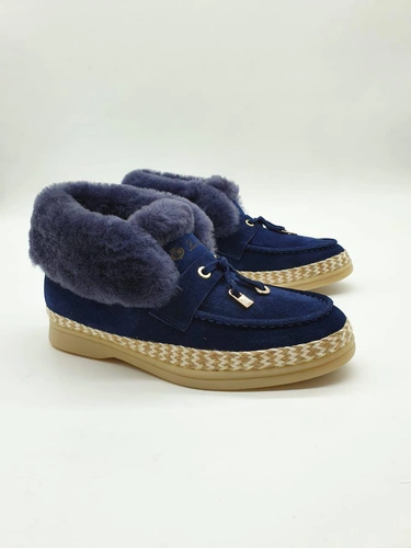 Зимние ботинки женские Loro Piana темно-синие фото-2