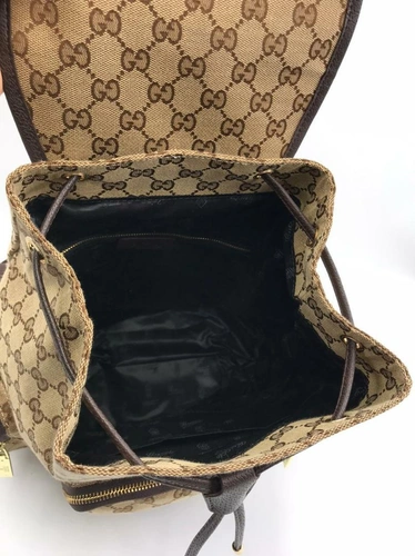 Женский рюкзак Gucci тканевый коричнево-бежевый 34/30 см фото-2