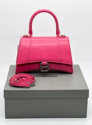 Женская кожаная сумка Balenciaga Hourglass A107843 красная 23/14 см фото-2