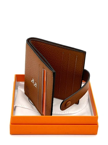 Кожаный бумажник Hermes 10/12 см A103049 коричневый фото-4