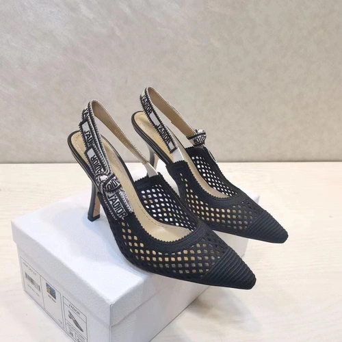 Туфли-босоножки женские Christian Dior чёрные на высоком каблуке коллекция лето 2021