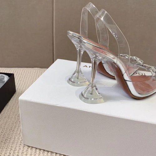 Туфли-босоножки женские силиконовые Amina Muaddi белые премиум-люкс коллекция 2021-2022 фото-6
