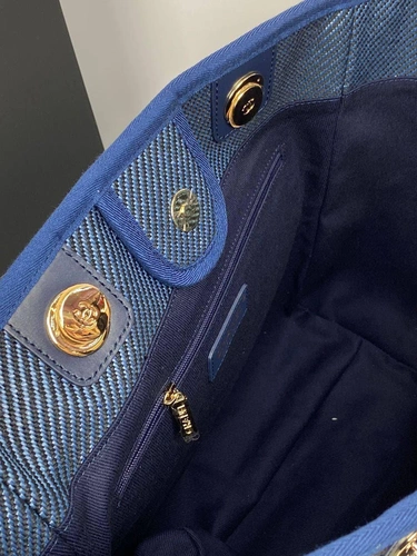 Женская сумка Shopping Chanel синяя 41/26/15 премиум-люкс фото-7