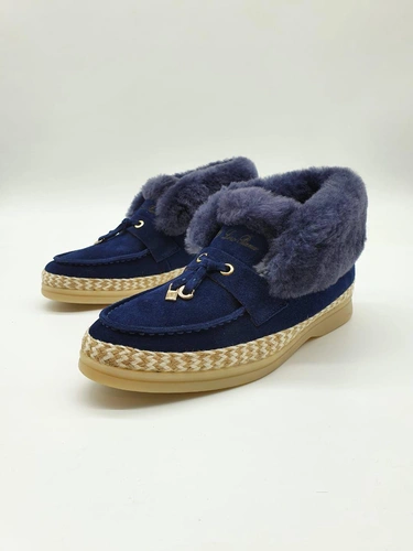 Зимние ботинки женские Loro Piana темно-синие