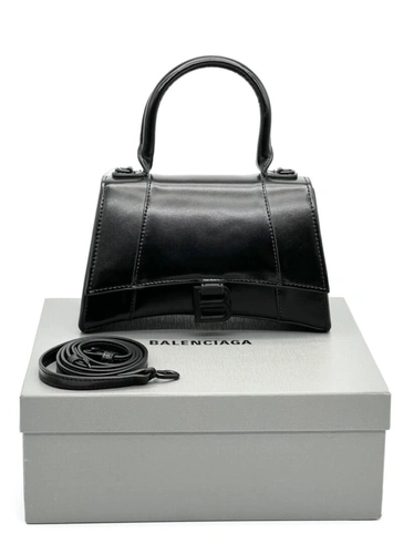 Женская кожаная сумка Balenciaga Hourglass A107820 чёрная 23/14 см фото-6
