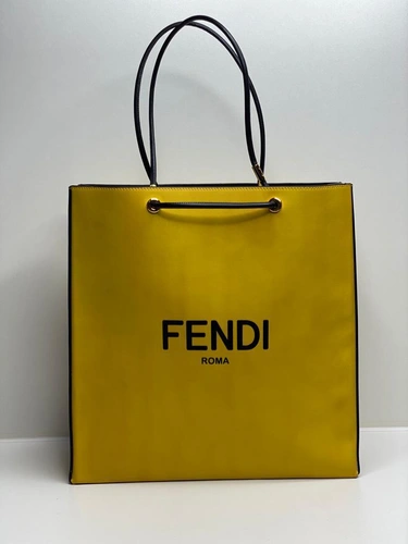 Женская сумка-шоппер Fendi кожаная жёлтая 34/35/13 см коллекция 2021-2022
