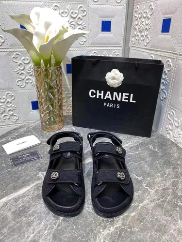 Сандалии женские Chanel черные премиум-люкс коллекция 2021-2022 фото-3