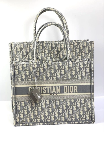 Женская сумка Dior Book Tote большого формата с рисунком-монограммой серого цвета 41,5/35/18 см качество премиум-люкс фото-7