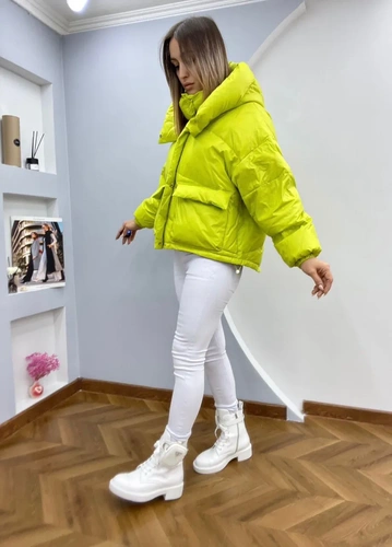 Женская премиум-люкс куртка bogerner лимонно-желтая A6554 фото-3