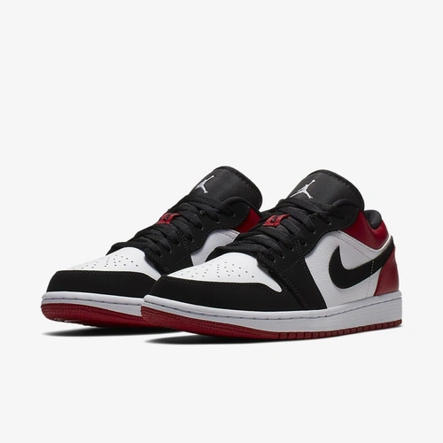 Кроссовки Nike Air Jordan 1 Retro «Black Toe» Low Black White Red фото-2