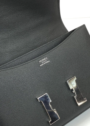 Женская кожаная черная сумка Hermes Constance премиум-люкс ручная работа фото-6