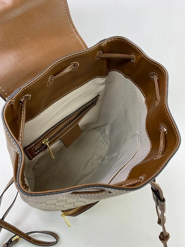 Женский рюкзак GUCCI серо-коричневый фото-4