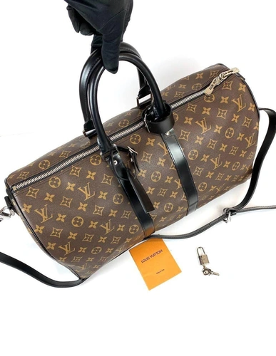 Дорожная сумка Louis Vuitton Keepall коричневая 45/20/25 фото-4