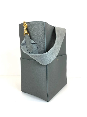 Сумка Celine Sangle Bucket Bag in Soft Grained Calfskin серая 33/23/17 фото-8