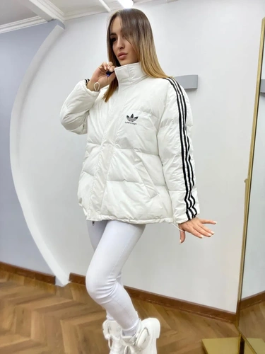 Женская премиум-люкс куртка adidas белая A6582 фото-4