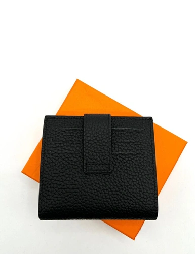 Кожаный бумажник Hermes 10/12 см A103055 чёрный фото-6