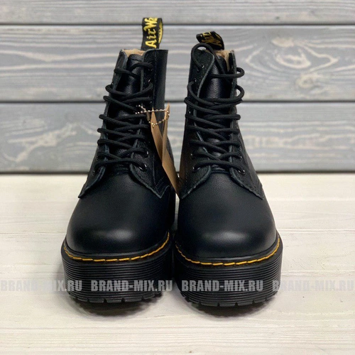 Зимние Мартинсы ботинки Dr Martens 1460 Jadon на платформе чёрные с мехом фото-6