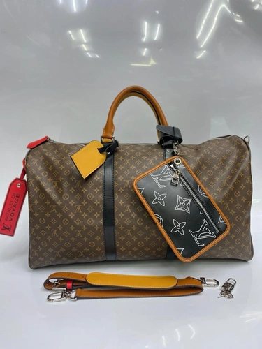 Дорожная сумка Louis Vuitton из канвы коричневая с кошельком 50/28/22 см