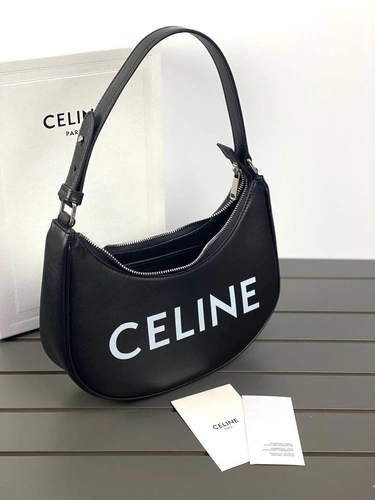 Женская сумка-багет Celine из натуральной кожи качество премиум-люкс черная 23/14/7 см фото-6