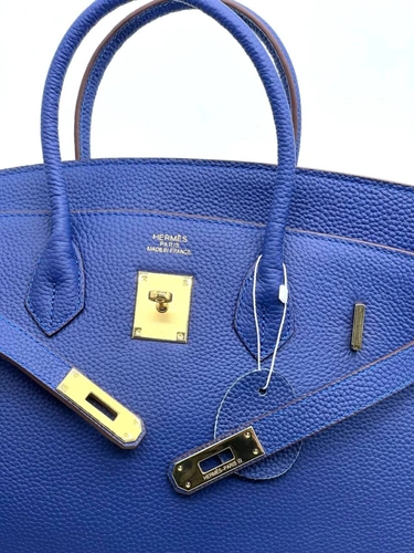 Женская сумка Hermes Birkin 35×26 см A109452 синяя фото-5