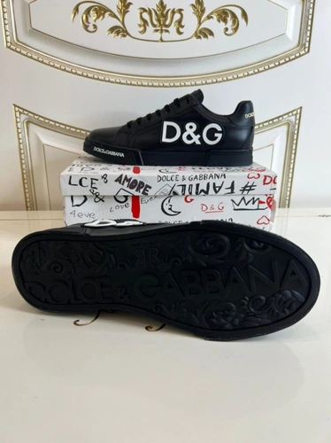 Кроссовки мужские кожаные Dolce & Gabbana A104456 черные фото-4