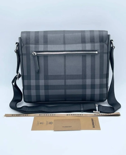 Мужская сумка Burberry A103935 через плечо из канвы премиум 30:25:7 см серая фото-2
