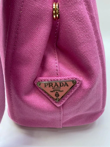 Сумка-тоут женская тканевая Prada розовая 28/20 коллекция 2021-2022 фото-5