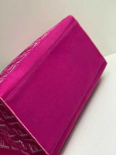 Женская тканевая сумка Fendi розовая с рисунком-монограммой 38/32/19 см фото-2