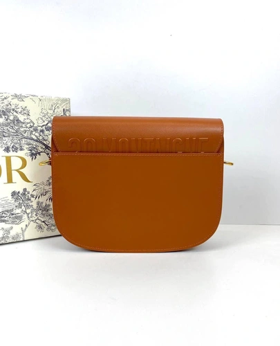 Женская кожаная сумка Dior Bobby средний формат оранжевая премиум-люкс  22/17/6 фото-7