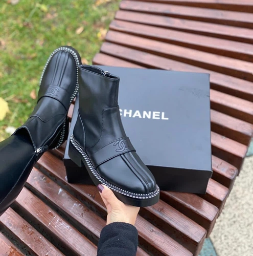 Ботинки женские Chanel высокие черные фото-3