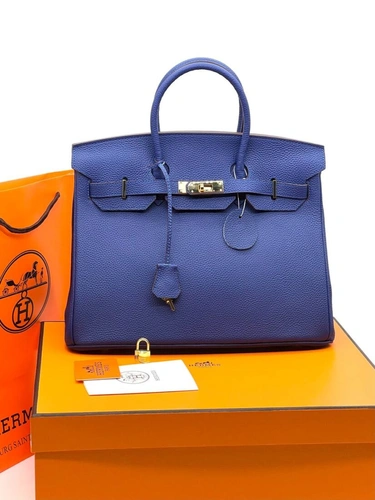 Женская сумка Hermes Birkin 35×26 см A109452 синяя фото-8