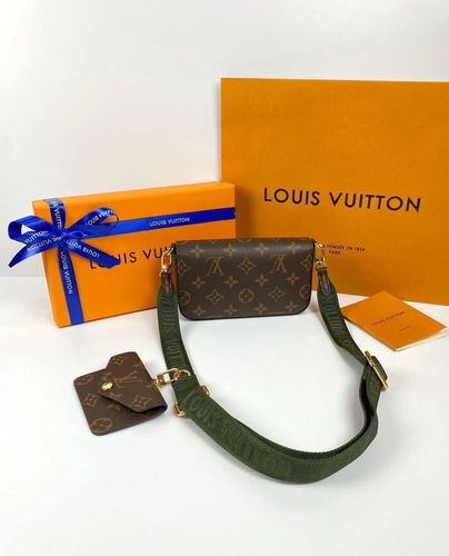 Клатч женский Louis Vuitton из канвы Monogram коричневый с кошельком для монет качество премиум-люкс 17/10/4 см фото-5
