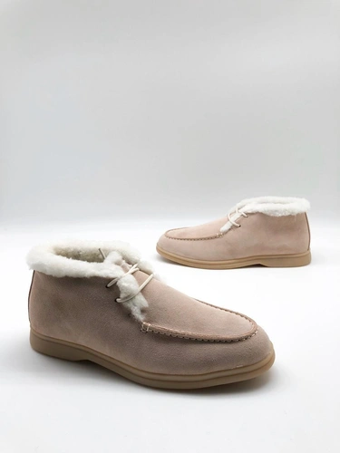 Зимние ботинки женские Loro Piana с мехом розовые A57414